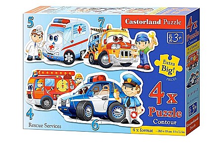 Puzzle 4 in 1 - Puzzle 4 in 1 (4+5+6+7 piese) Rescue services 4393
