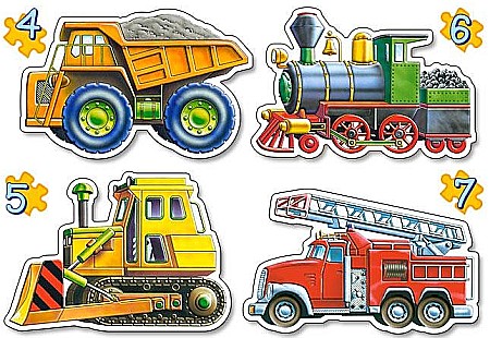 Puzzle 4 in 1 - Puzzle 4 in 1 (4+5+6+7 piese) Vehicule 4256
