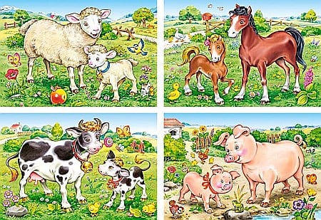 Puzzle 4 in 1 (8+12+15+20 piese) Animal Moms and Babies 4416 [1]