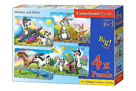 Puzzle 4 in 1 - Puzzle 4 in 1 (8+12+15+20 piese) Mamele si Puii 41053