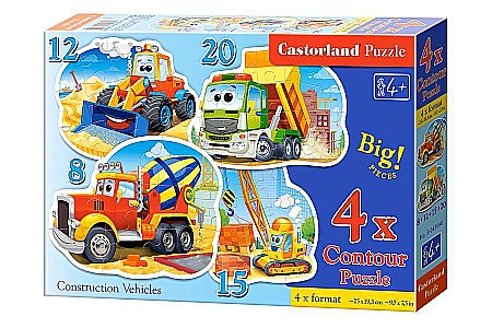 Puzzle 4 in 1 - Puzzle 4 in 1 (8+12+15+20 piese) Masinarii de Constructie 43040