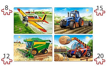 Puzzle 4 in 1 (8+12+15+20 piese) Masinarii de ferma 41039 [1]