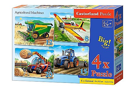 Puzzle - Puzzle 4 in 1 (8+12+15+20 piese) Masinarii de ferma 41039