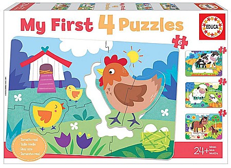 Puzzle - Puzzle 4 in 1 My Farm Mothers and Babies Educa 18899