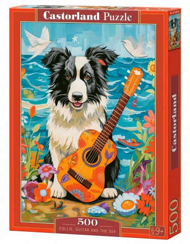 Puzzle 500 piese - Puzzle 500 piese Collie, Guitar and the Sea 054008 Castorland