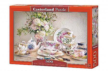 Puzzle 500 piese - Puzzle 500 piese Still Life with Porcelain and Flowers 53384