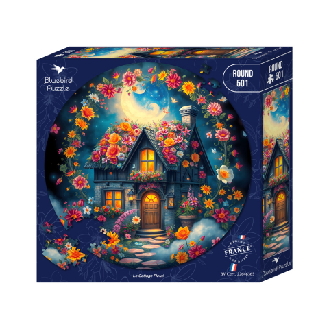 Puzzle - Puzzle 501 piese Bluebird Round Le Cottage Fleuri