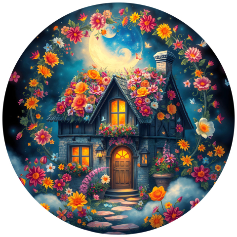 Puzzle 501 piese Bluebird Round Le Cottage Fleuri [1]