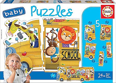 Puzzle - Puzzle 5x 2-5 piese Baby School Bus 17575