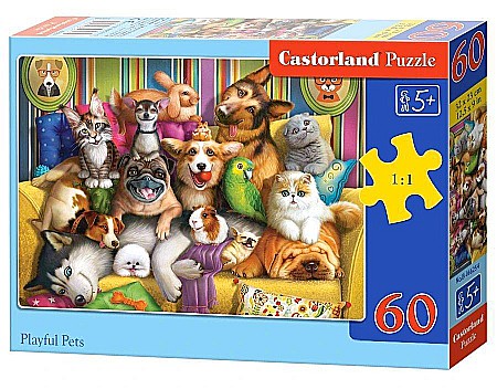 Puzzle 60 piese - Puzzle 60 piese Playful Pet 66254 Castorland