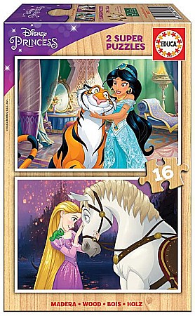 Puzzle 2 in 1 - Puzzle lemn 2x16 piese Disney Princess 18875 EDUCA