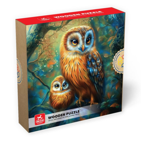 Puzzle - Puzzle Lemn Bufnita – HDF 50 Piese High Difficulty