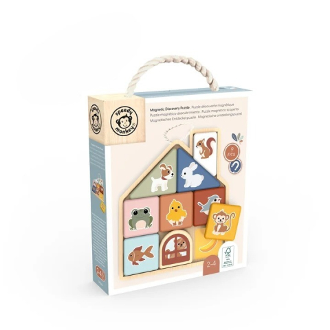 Noutati - Puzzle magnetic din lemn Casuta, Speedy Monkey