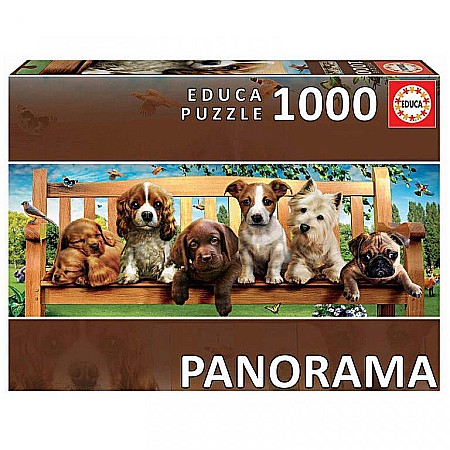 Puzzle 1000 piese panorama - Puzzle panoramic 1000 piese Puppies on Beach 19038