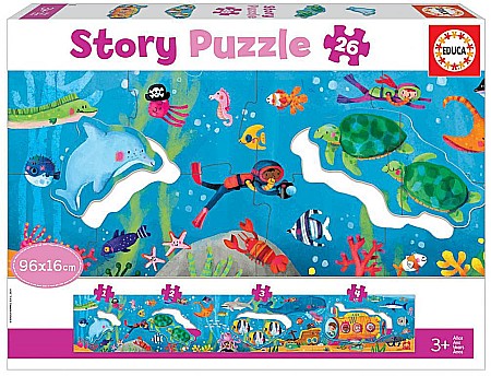 Puzzle - Puzzle Panoramic 26 piese Story Puzzle Underwater World 18902 EDUCA