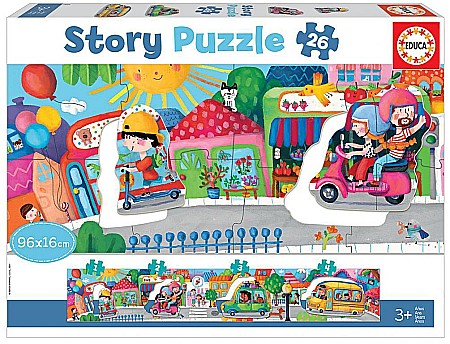 Puzzle - Puzzle Panoramic 26 piese Story Puzzle Vehicule 18901 EDUCA