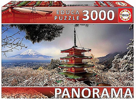 Puzzle - Puzzle Panoramic 3000 piese Mount Fuji and Chureito Pagoda, Japan 18013