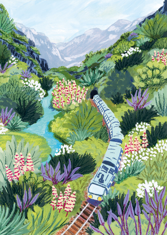 Puzzle 1000 piese - Puzzle Pieces & Peace – Train Travel – 1000 piese