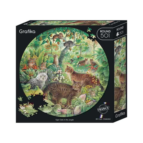 Puzzle - Puzzle Rotund 501 piese Grafika Tiger Cats in the Jungle