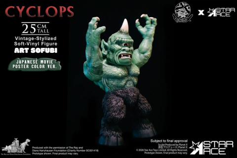 Ray Harryhausen (Art Sofubi) Soft-Vinyl Figure Cyclops Vintage-Stylized Japanese Movie Poster Color Ver. 25 cm [3]