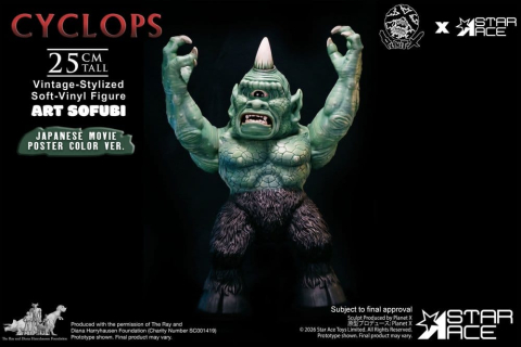 Ray Harryhausen (Art Sofubi) Soft-Vinyl Figure Cyclops Vintage-Stylized Japanese Movie Poster Color Ver. 25 cm [2]