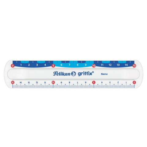 Rigla Griffix – 15 cm transparenta, cu doua scale, orificiu compas si margine anti-murdarie [2]