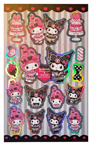 PRECOMENZI - Sanrio Pink Black Party Series Sticker Pack Kuromi My Melody