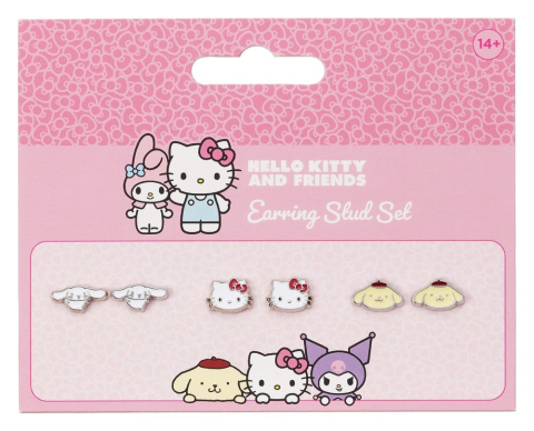 Sanrio Stud Earring Set Hello Kitty, Cinnamon Roll and Pompompurin [2]