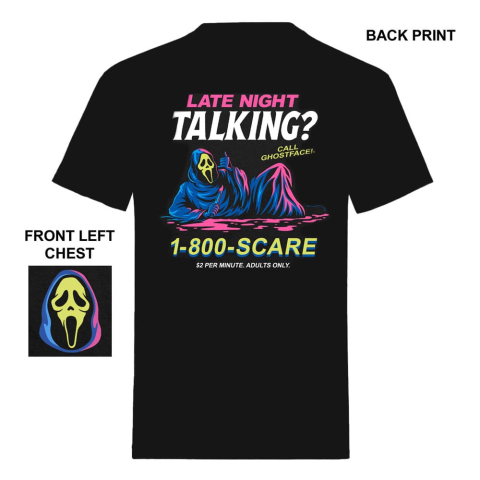 Noutati - Scream Ghost Face Late Night Talking - Tricou Negru Oficial