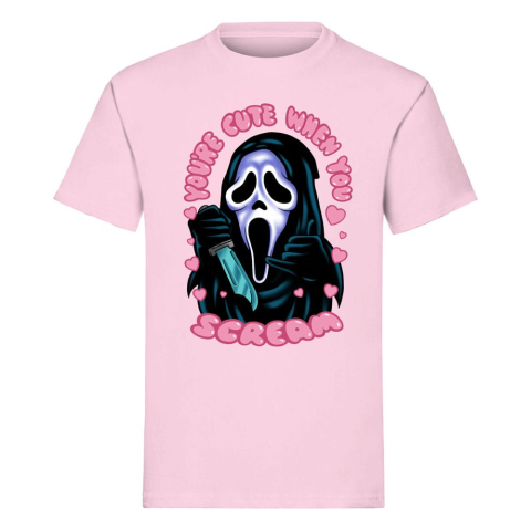 Noutati - Scream Ghost Face You're Cute When You Scream - Tricou Roz Oficial