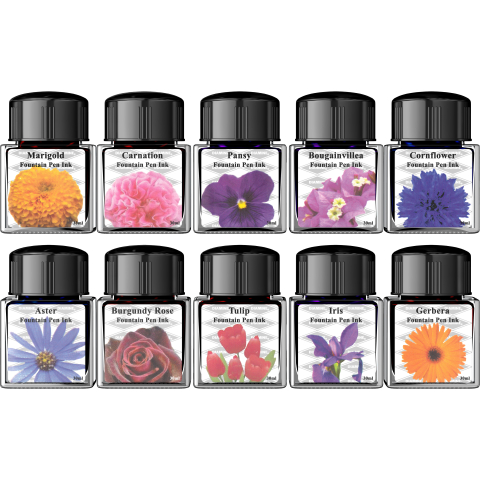 Stilouri, cerneala si accesorii - Set 10 calimari Diamine Flower