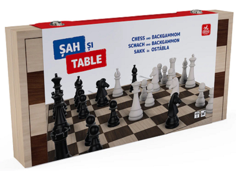 Board Games - Set 2 in 1 Sah si Table – Cutie lemn 35x35 cm Deico
