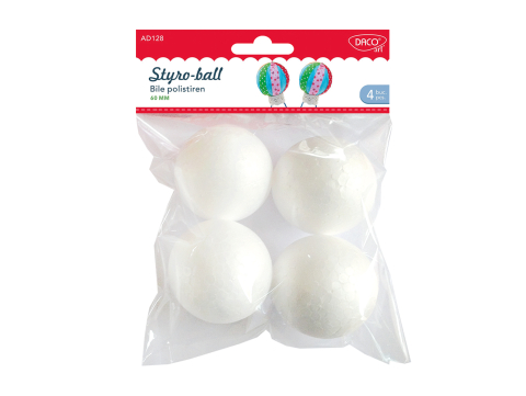 Craft - Set 4 Bile Polistiren 6 cm DACOart AD128