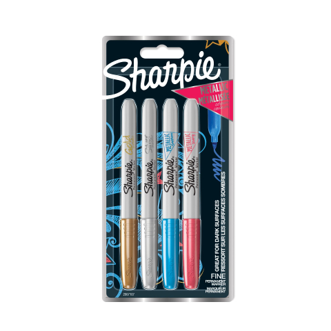 Rechizite, Creativitate, Hobby - Set 4 Sharpie Metalic ruby, safir, gold, silver