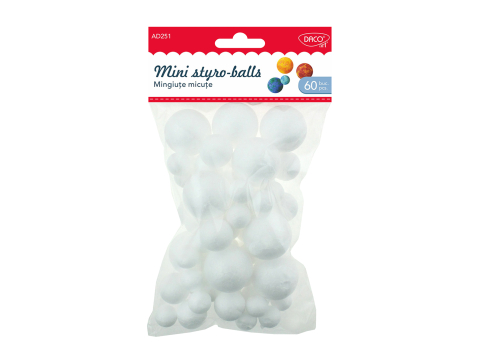 Craft - Set 60 Mingiute Polistiren DACOart AD251 Diverse Dimensiuni