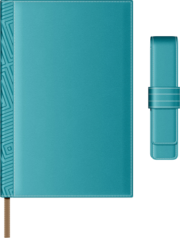 Agende, carnetele si alte produse din hartie - Set Agenda Piele B5 + Pouch Pen - Turquoise