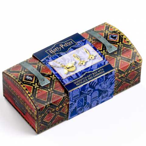 Harry Potter - Set bijuterii Harry Potter – Colier si Cercei Golden Snitch (Quidditch Gift Box)