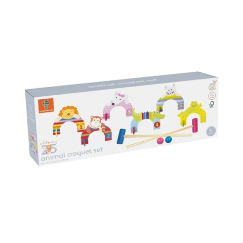 Jocuri si jucarii - Set crocket din lemn cu animale, Orange Tree Toys