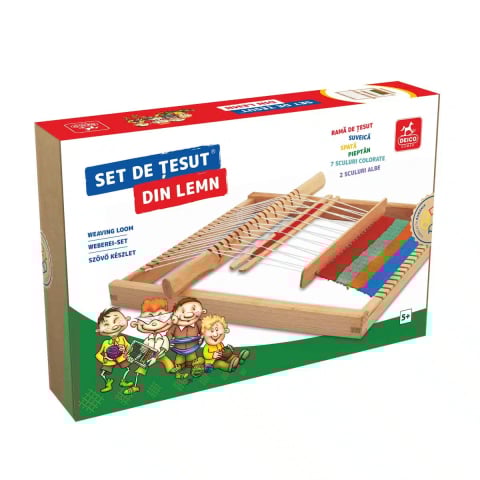 Jocuri si jucarii - Set de tesut pentru copii Deico – Rama lemn cu accesorii (5+)