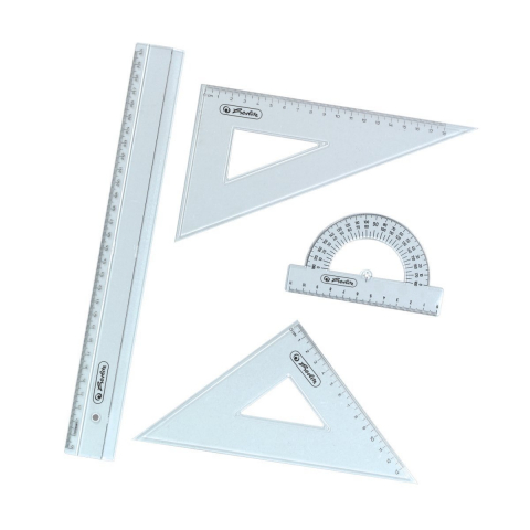 Set geometrie Herlitz – rigla 30 cm, raportor, 2 echere, 4 piese [1]