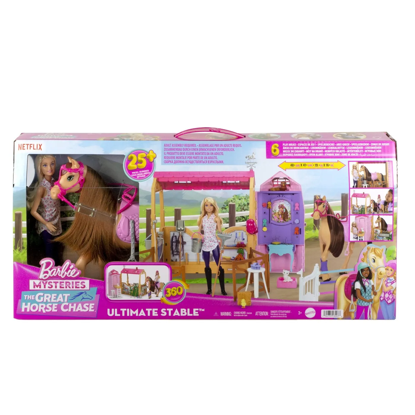 Papusi si Barbie - Set Grajd Barbie Mysteries Ultimate Stable cu Papusa si Cal