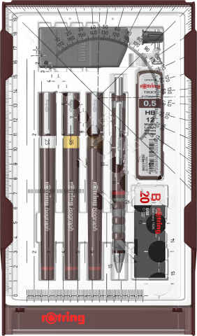 Rigle, compasuri si instrumente geometrice - Set Isograph College 0.25 / 0.35 / 0.5