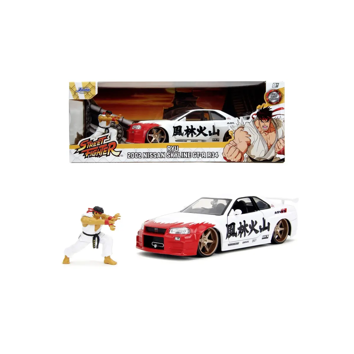Set Jada Nissan Skyline GT-R 1:24 + figurina metalica 6 cm [5]