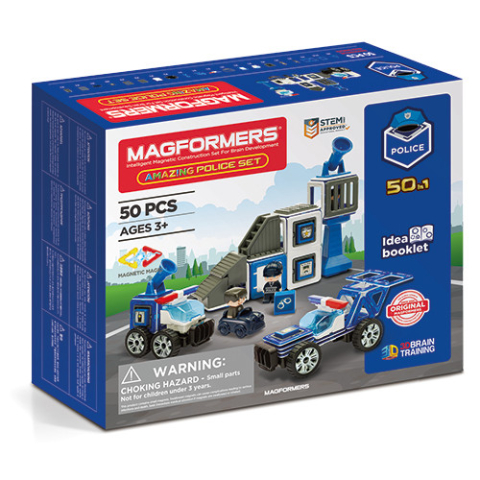 Jocuri si jucarii - Set magnetic Magformers, Uimitorul set de politie
