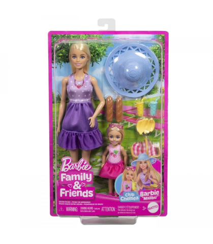 Papusi si Barbie - Set Papusa Barbie Family & Friends - Barbie Malibu si Chelsea Picnic
