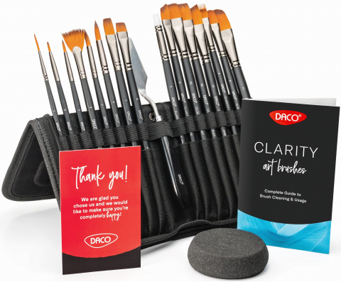Arta plastica - Set pensule 15+1 Clarity DACO – cu husa
