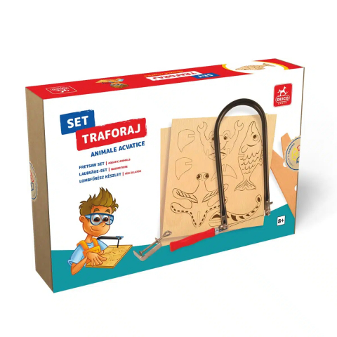 Jocuri si jucarii - Set traforaj Deico – Animale acvatice, fierastrau si placaj (8+)