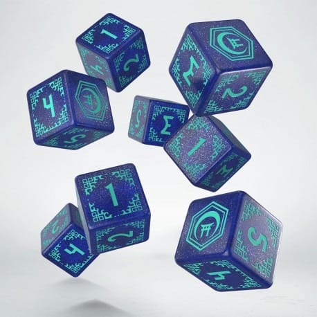 PRECOMENZI - Shadow Scar Dice Set of 8 Essential Blue & Turquoise