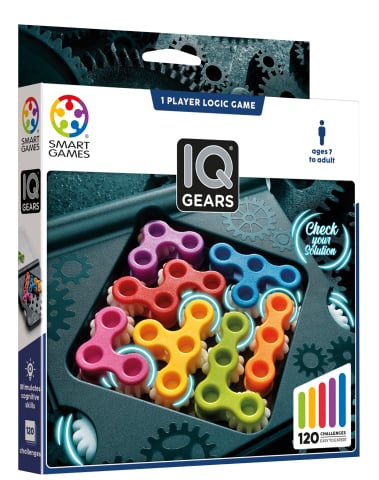 SmartGames IQ Gears – Joc de logica compact cu 120 de provocari Smart Games - SmartGames IQ Gears – Joc de logica compact cu 120 de provocari