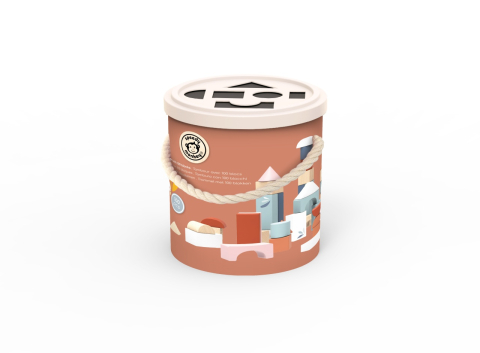 Jocuri creative si educative - Sortator de forme cu 100 cuburi din lemn, Speedy Monkey